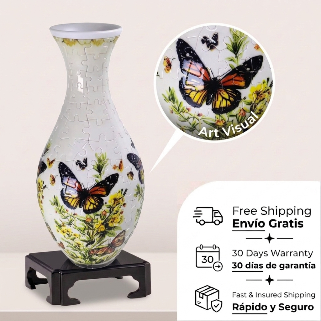 Jarrón de flores de rompecabezas 3D - 160 piezas