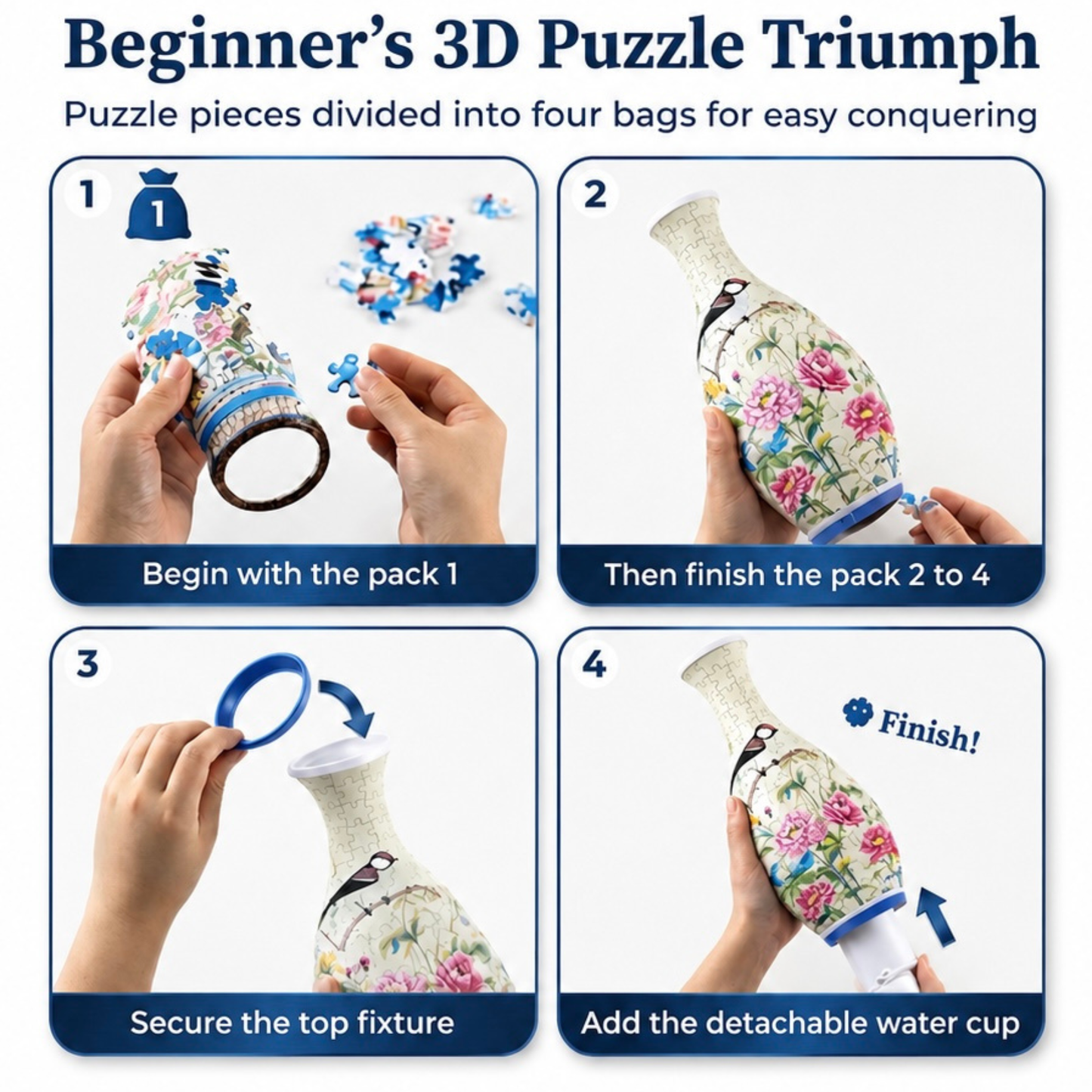 3D Puzzle Flower Vase - 160 Piece